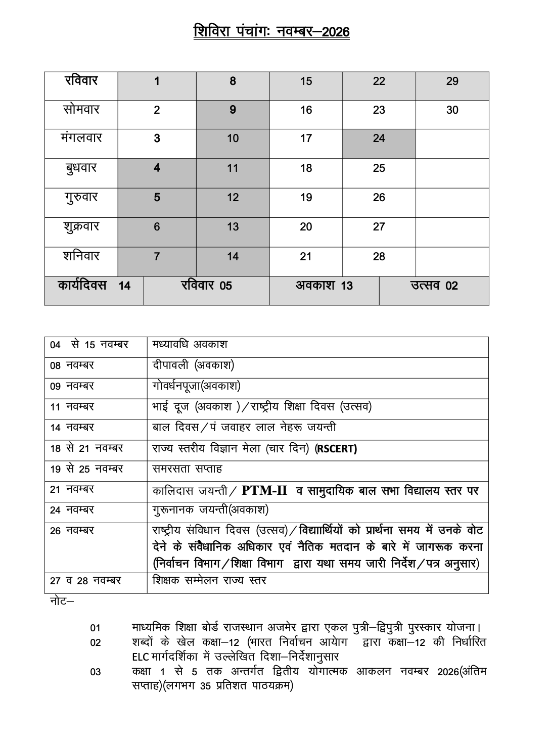 Original Shivira Panchang November 2026 image showing the calendar grid and event details
